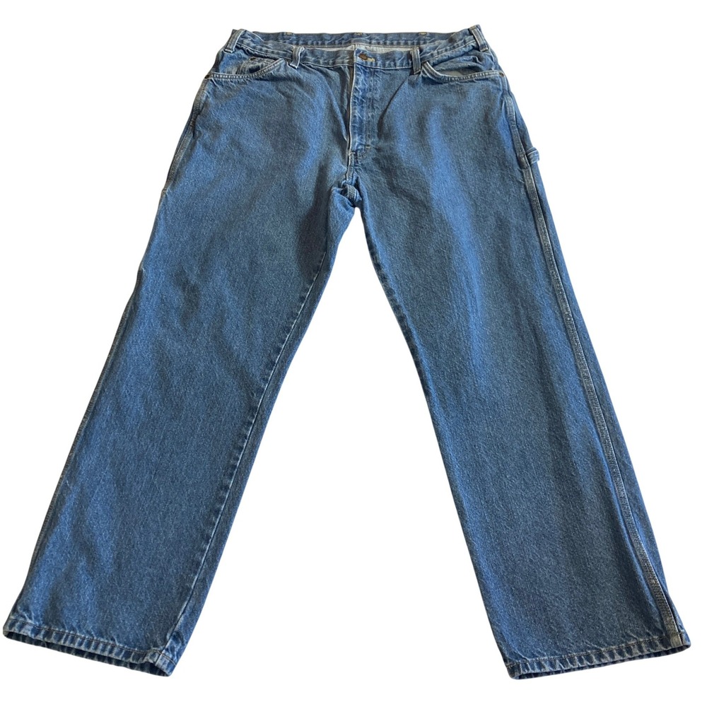 Dickies Mens Carpenter Jeans 38x32 (Fits 38x30) Blue Relaxed Fit Work 1993SN